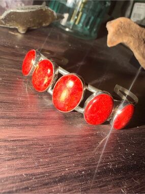 Red Coral Jay King 925 Cuff Bracelet